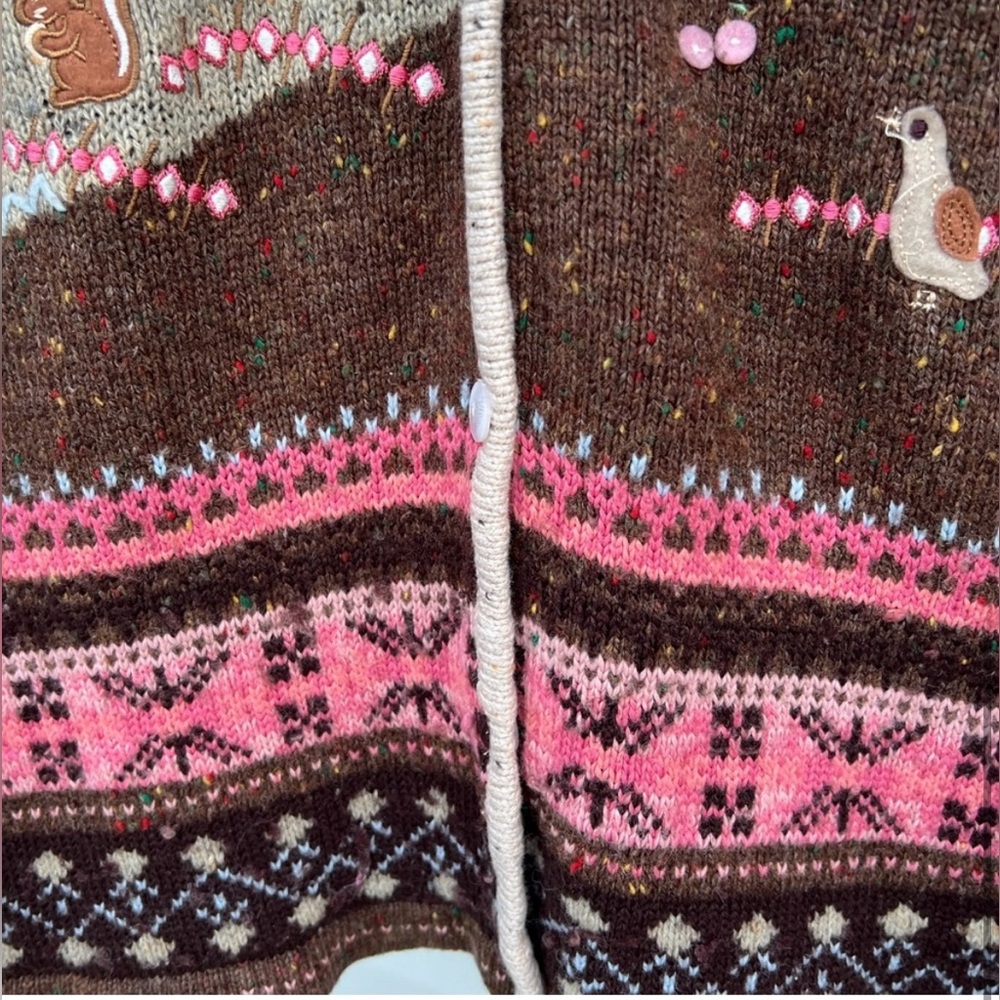 VTG Cottage-core Embroidered Appliquéd Cardigan Sweater-Adorable! Sz L EUC🌺 - Picture 13 of 16